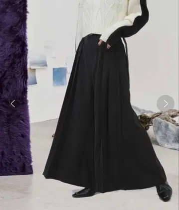 HARE 벨티드 플리츠 와이드 팬츠 (블랙)