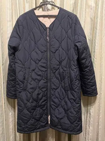 블랙 퀼팅 코트 L