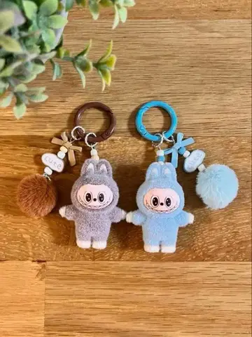 [ 미사용 새상품 ] 러브브 마스코트 키링 스트랩 브라운 파란색 2점