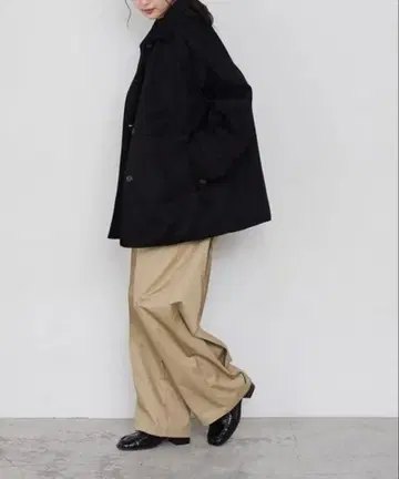 빈티지풍 충전솜 카라가 달린 카 코트