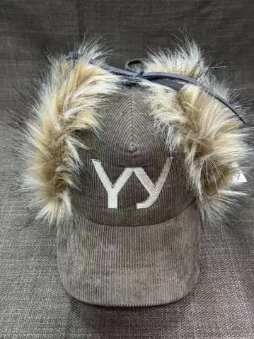 YY 로고 코듀로이 캡 퍼 데코레이션 가을 겨울 모자