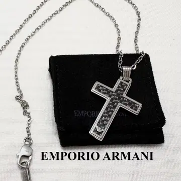[ 새상품급 ] EMPORIO ARMANI 크로스 목걸이 실버