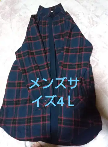 남성용 긴팔 셔츠 4L 네이비 레드 체크