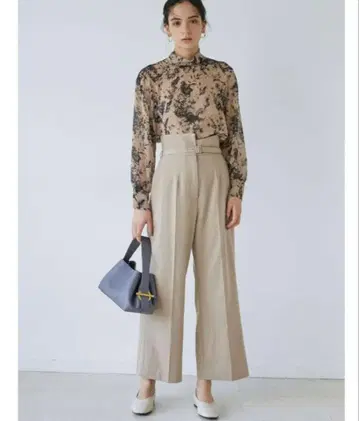 LAGUNAMOON 허리 디자인 와이드 팬츠 베이지