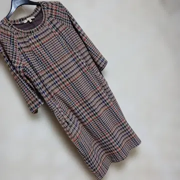 체크 무늬 7부 소매 원피스 프랑스 브랜드 이탈리아제