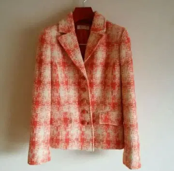 ELLE 테일러드 자켓 오렌지 체크