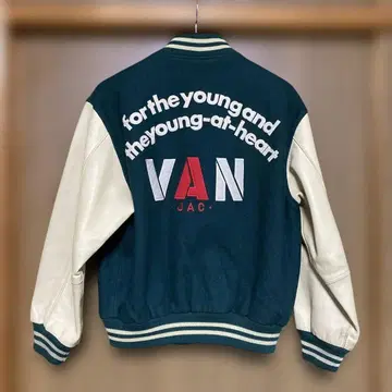 VAN JAC 스타디움 점퍼 L 사이즈 가죽 소매 그린