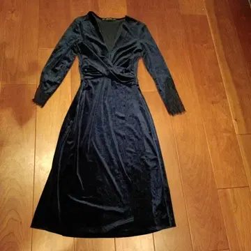 ZARA BASIC 네이비 랩 드레스 긴팔