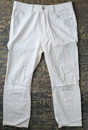 화이트 치노 팬츠 데님 팬츠 스트레이트