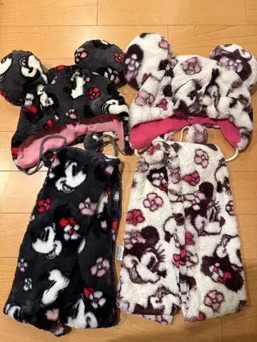 미키 미니 귀도리 모자 머플러 세트