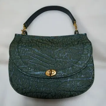 다크 그린 크랙 가공 가죽 핸드백