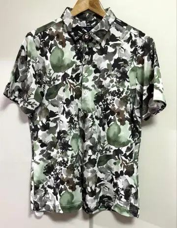 컨디션 최상 CALLAWAY 수묵화 디자인 골프 셔츠 카키 L