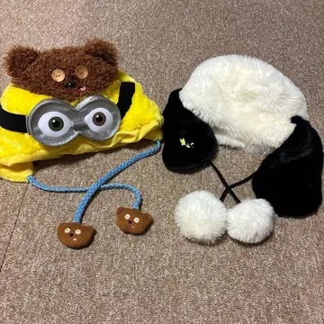 USJ 팬캡 2개 세트 미니언 밥 팀과 스누피 유니버셜