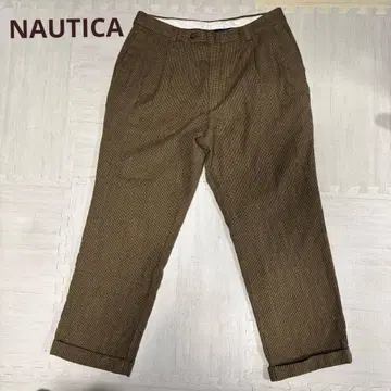 NAUTICA 브라운 체크 무늬 슬랙스 팬츠