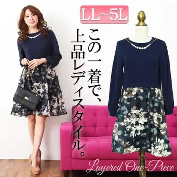 꽃무늬 무릎 기장 원피스 5L