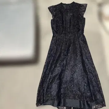 레이스 프릴 드레스 네이비