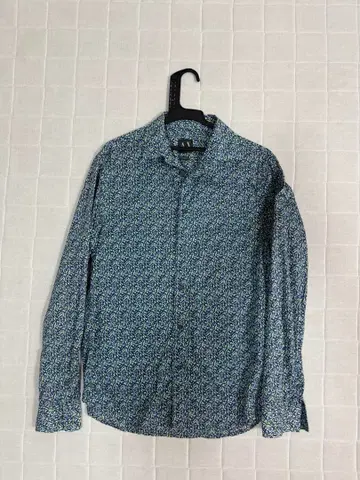 블루 계열 꽃무늬 긴팔 비즈니스 셔츠