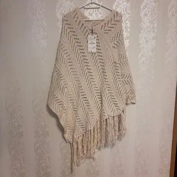 자라 아이보리 뜨개질 디자인 판초 S-M