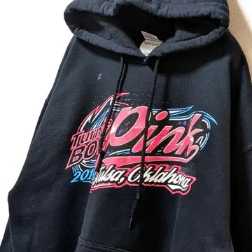 길단 턴 더 볼 핑크 털사 후드 맨투맨 블랙 구제 의류