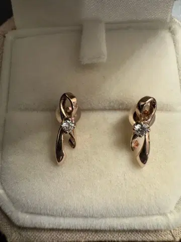 festaria 10k 리본형 귀걸이 다이아몬드 0.04 세척 소독 완료