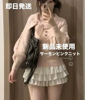 [ 미사용 새상품 ] 소매 리본 니트 풀오버