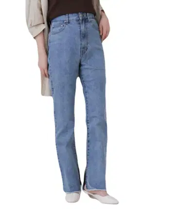 치코 하이웨스트 컷팅 슬릿 데님 팬츠 다크 네이비 여성용