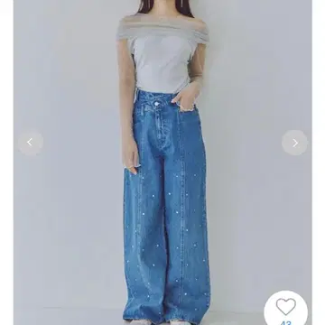 SNIDEL 큐빅 디자인 와이드 데님 0 사이즈