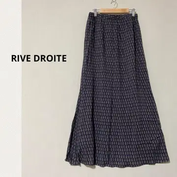 RIVE DROITE 올 패턴 플레어 스커트 허리밴딩 브라운 계열 프리