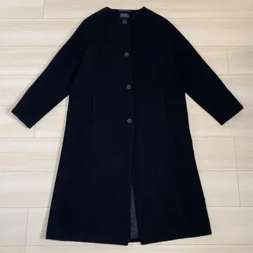 human woman 롱 코트 노카라 네이비