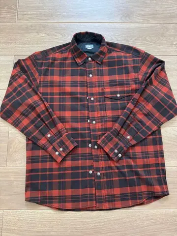 THE NORTH FACE XL 플란넬 셔츠 오렌지 블랙 체크