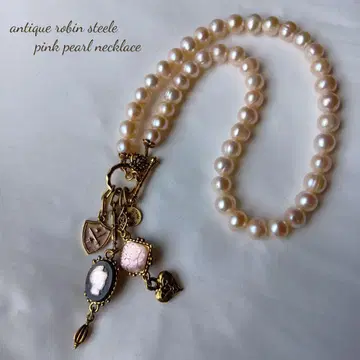 앤티크 robin steele 핑크 펄 목걸이