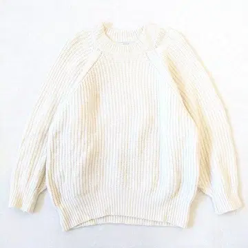 슬로브 이에나 니트 울 혼방 두툼한 돌먼 슬리브 루즈핏 화이트