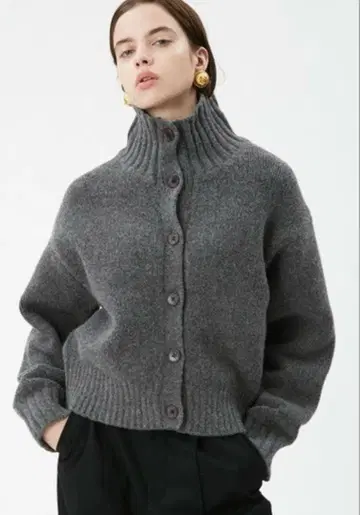 MIESROHE_미에스로에_리사이클 하이넥 울 니트 가디건