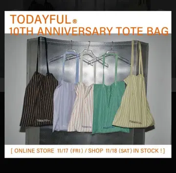 todayful 10주년 기념 스트라이프 토트백