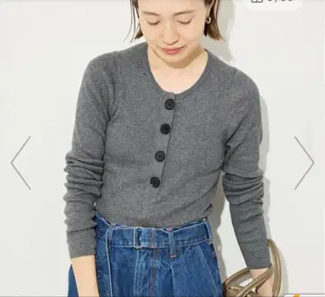 새상품급 슬로브 이에나 SLOBEIENA 리브 헨리 풀오버 니트 그레이