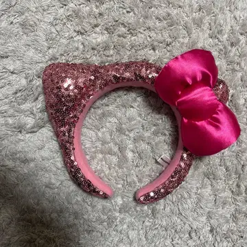 유니버설 키티 핑크 스팽글 리본 머리띠