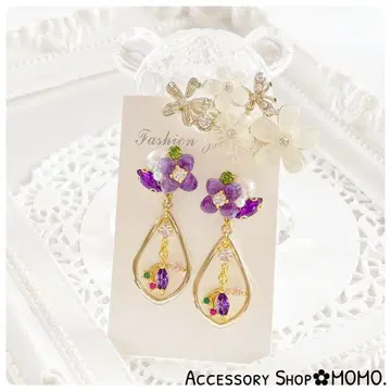 수국 비쥬.A급 유리 스톤 후프.핸드메이드 귀걸이 or 귀찌