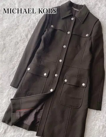 MICHAEL KORS 울 98% 롱 코트 다크 브라운
