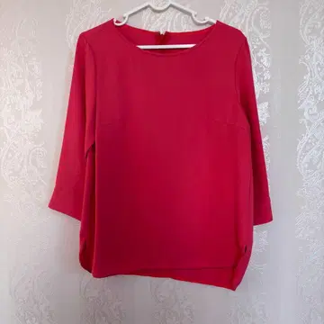 살몬 핑크 반소매 블라우스 백지퍼