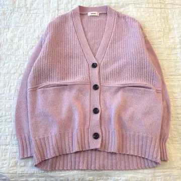 마차트 라무즈울 니트 가디건 오버 사이즈 핑크