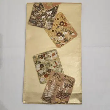 후쿠로 오비 매화가지 직물 본 금박 색지집 문