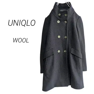 [유니클로] 스탠드 카라 울 코트 피 코트 출퇴근 통학 네이비 M 네이비