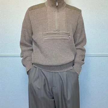 THE NORTH FACE 하프 지퍼 니트 스웨터 베이지 크롭 기장