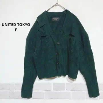 UNITED TOKYO 컷 아웃 V넥 가디건 일본제 i865