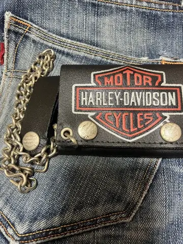 Harley-Davidson 3단 폴더형 지갑 체인 포함