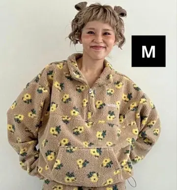 꽃무늬 보아 하프 지퍼 자켓 ayano 꽃무늬 보아