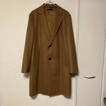 미사용 울 캐시미어 체스터 코트 브라운