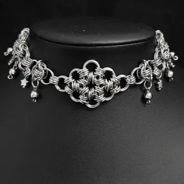 chainmail flower star necklace y2k goth
