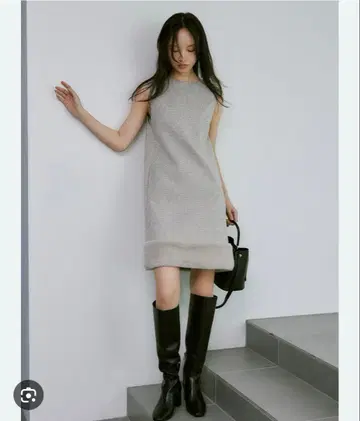 [ CELFORD ] 셀포드 24AW 밑단 퍼 미니 원피스 [ 체크 ]