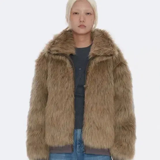 Wellbeing Express Fur Jacket S Camel Brand New #웰빙익스프레스,#퍼